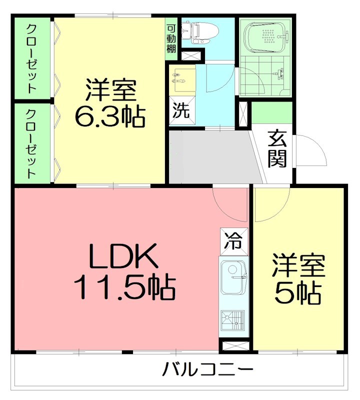 桃山コーポ2号棟 204号室 間取り