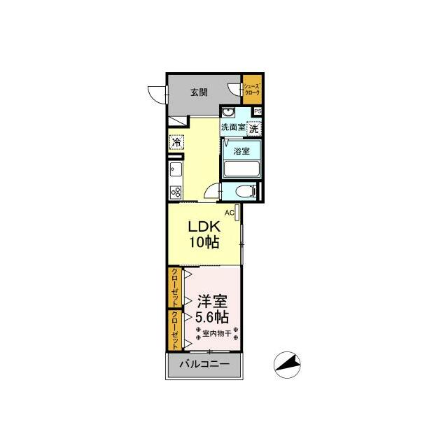 D-room surfside k2 201号室 間取り