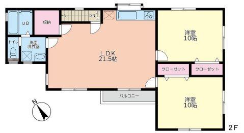 上大槻３号棟 2F号室 間取り
