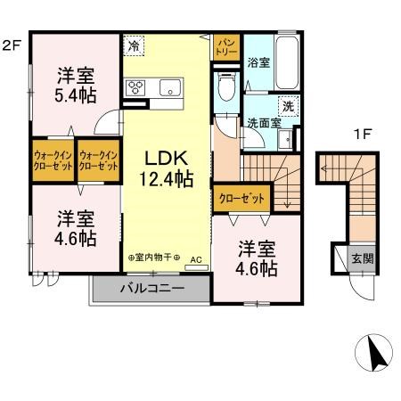 クレール 201号室 間取り
