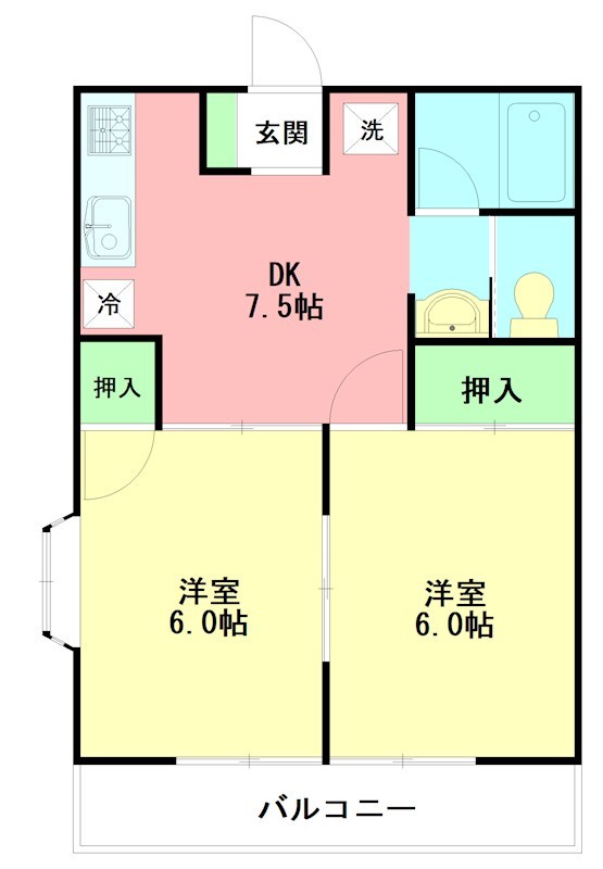 アムール 201号室 間取り