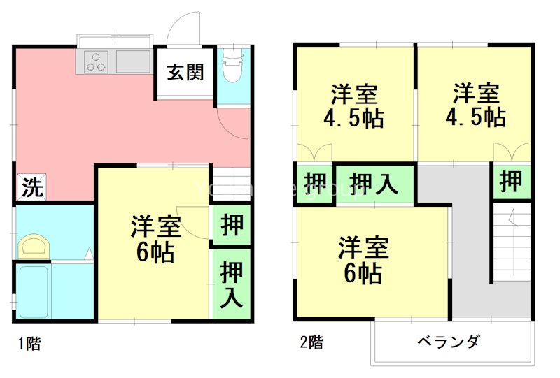 吉川テラスハウス 西側号室 間取り