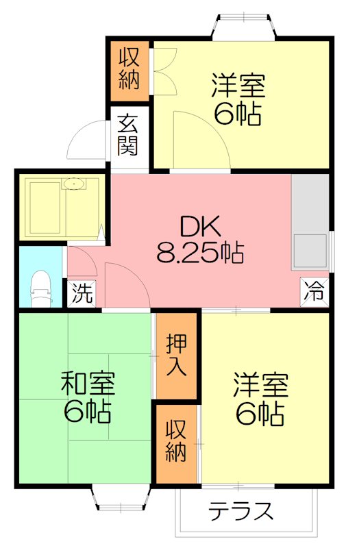 メンバーズタウン厚木A棟 102号室 間取り