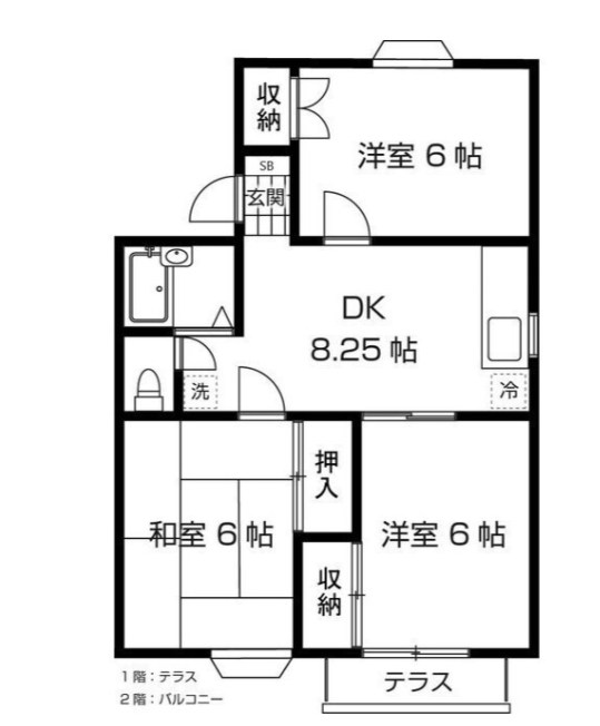 メンバーズタウン厚木Ａ棟 102号室 間取り