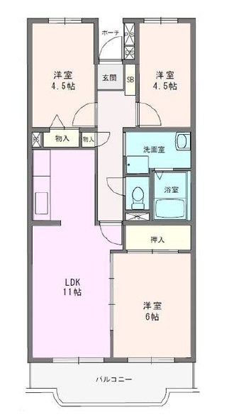 フォーレスト城北Ａ棟 103号室 間取り