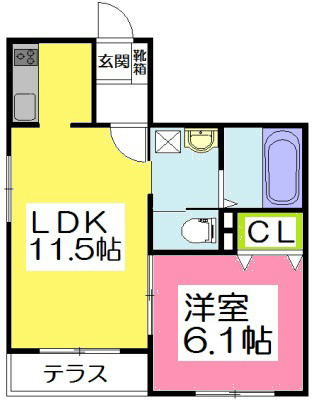 ＨｅｂｅｌＭａｉｓｏｎ湘南片瀬Ⅰ 102号室 間取り