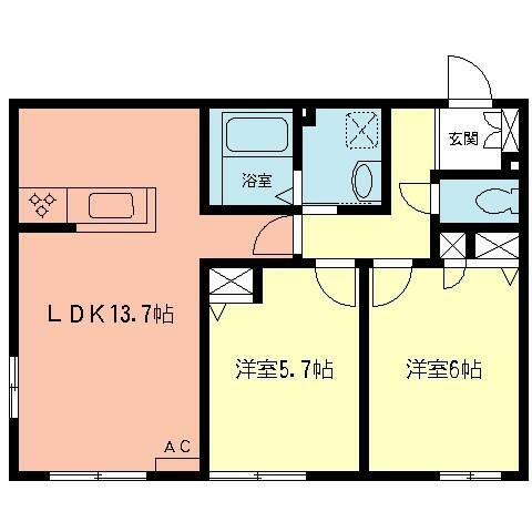 アンソレイエ湘南  102号室 間取り