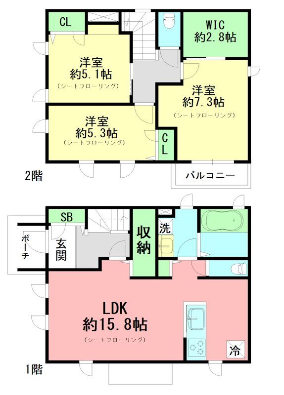 茅ヶ崎市旭が丘１３戸建住宅 間取り