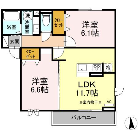 コンフォートイセゼキ 202号室 間取り