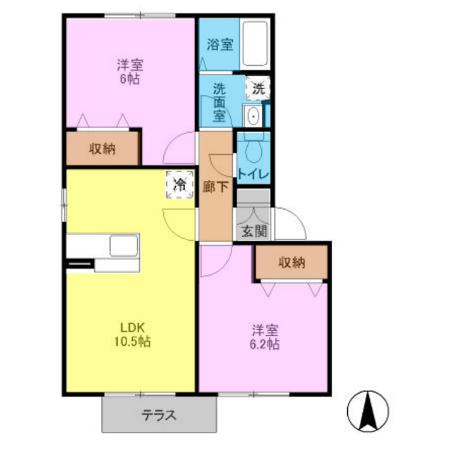 フレアウエスト 103号室 間取り