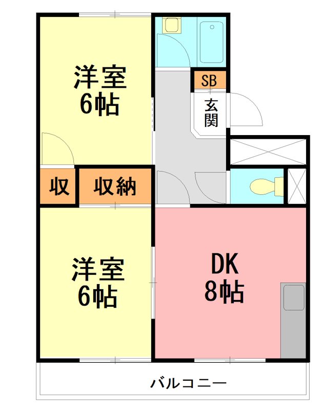 宮谷ハイツ 202号室 間取り