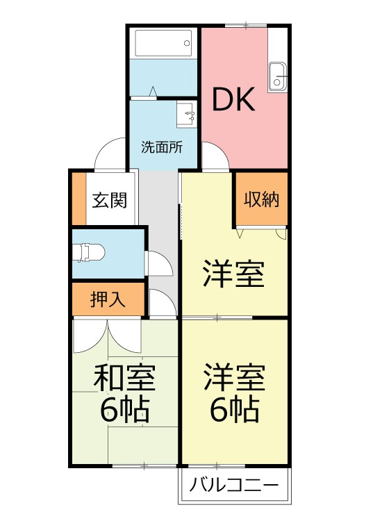 サニーフラットロク 202号室 間取り
