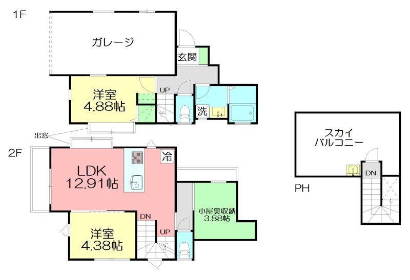 Ｔｈｅ　Ｇａｒａｇｅ鵠沼Ｂａｓｅ B号室 間取り