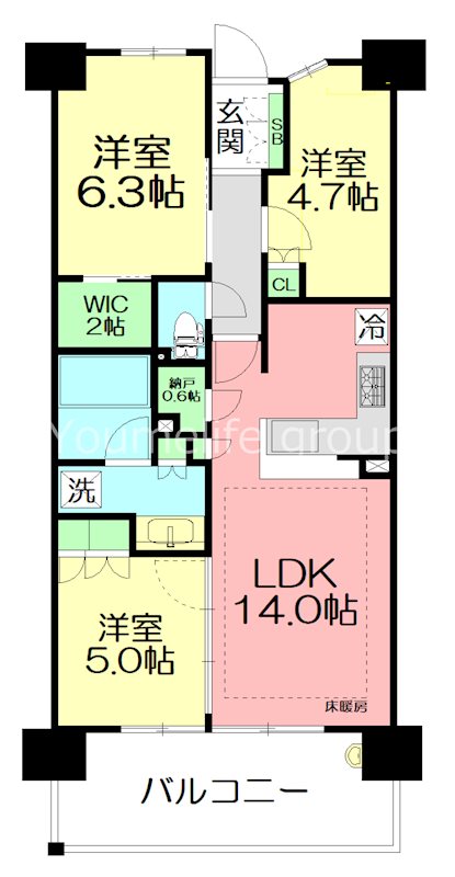 パークホームズ横浜本郷台リバーサイドヴィラ 714号室 間取り