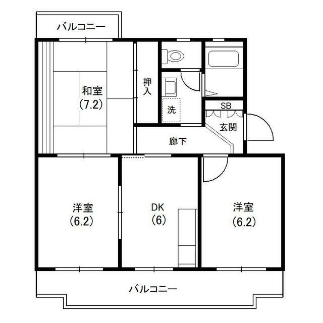 クレール川坂 202号室 間取り