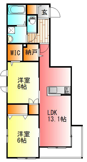 クレスト神谷 203号室 間取り