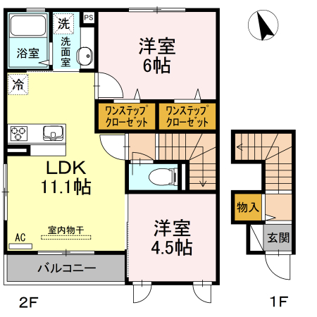 フルールベルテ二番館 201号室 間取り