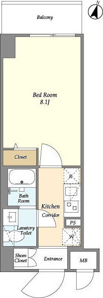 ＬＩＭＥ　ＲＥＳＩＤＥＮＣＥ　ＨＩＲＡＴＳＵＫＡ　ＷＥＳＴ 408号室 間取り