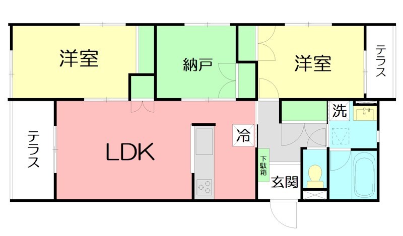 ソルヴィータ天王山Ⅱ 1-Ａ号室 間取り