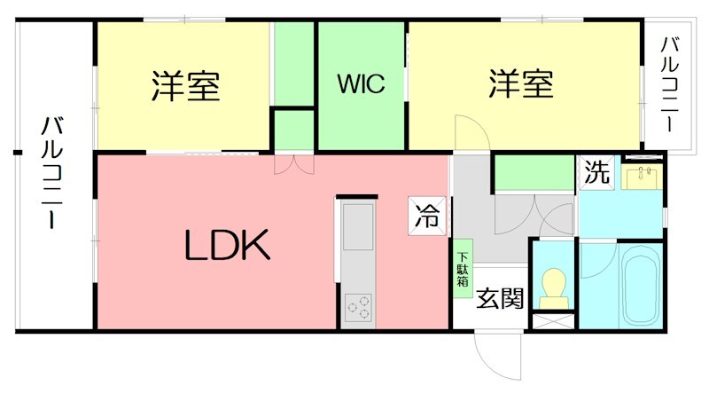 ソルヴィータ天王山Ⅱ 3-Ａ号室 間取り