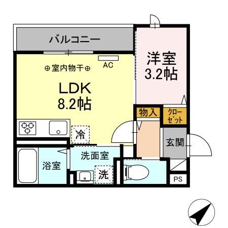ブリーズコースト夕陽ヶ丘 205号室 間取り