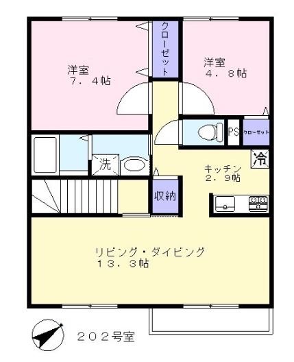 ティアレ 202号室 間取り
