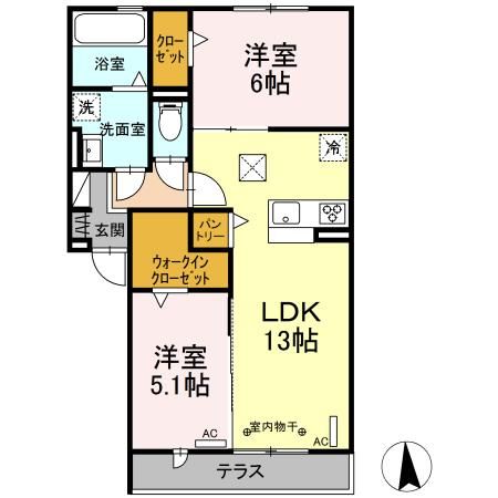 ManoirBlancⅡ 102号室 間取り
