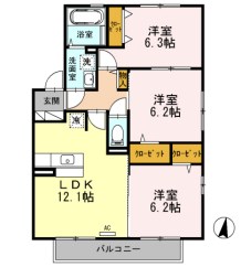ザ・パーシモンC 201号室 間取り