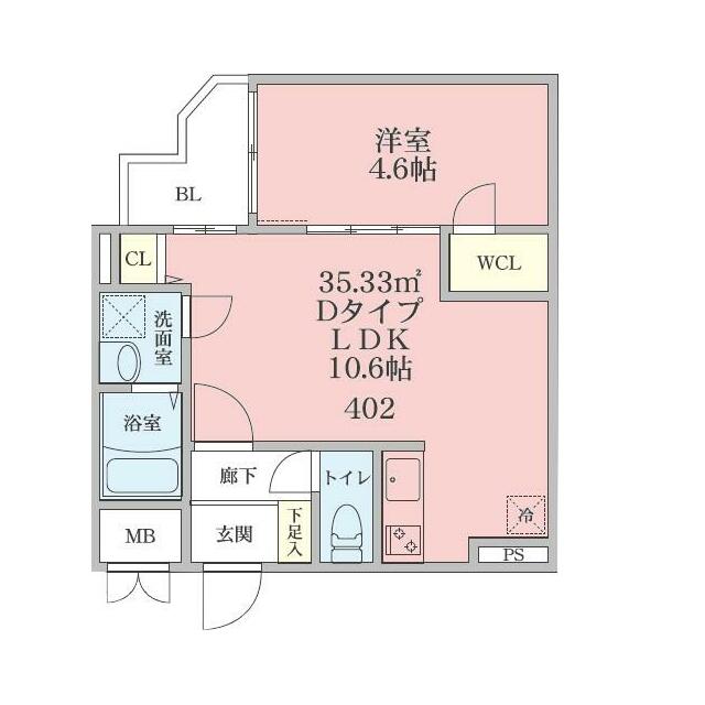 ｔａｌｉｅｓｉｎ　ＦＤ 402号室 間取り