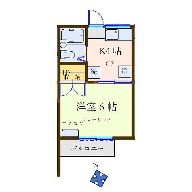 アズフラッツ 202号室 間取り