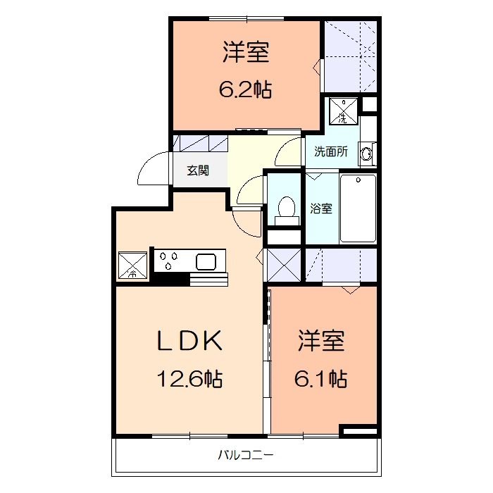 ペピーノひろつぼ 203号室 間取り