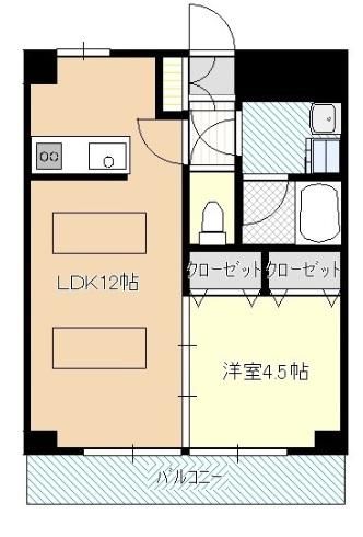ルネス東海岸 1C号室 間取り