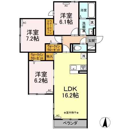 アメジスト東海岸北三丁目 302号室 間取り