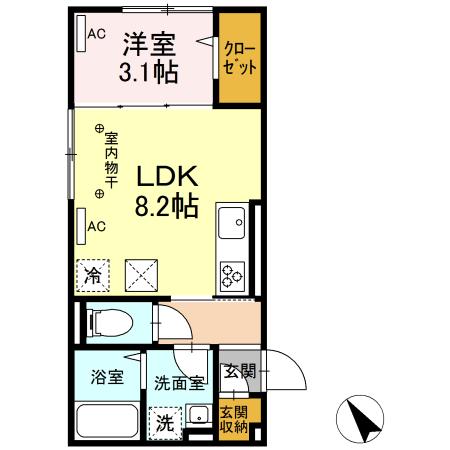コンフォール夕陽ヶ丘 103号室 間取り