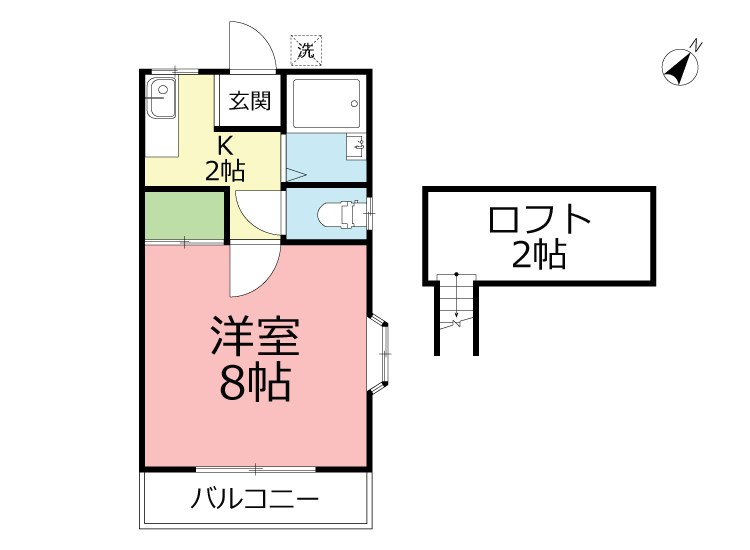 第1プリンスハイツ 2-B号室 間取り