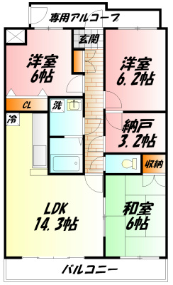 フロラシオン 302号室 間取り
