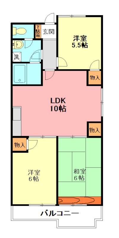 コーポ山室 206号室 間取り
