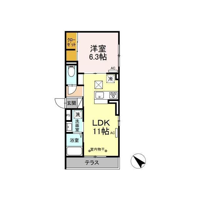 GRAND湘南　Ａ棟 103号室 間取り