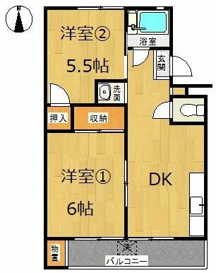 第一長沼ハイツ 405号室 間取り