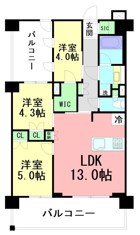 パレステージ茅ヶ崎Ⅱ 707号室 間取り