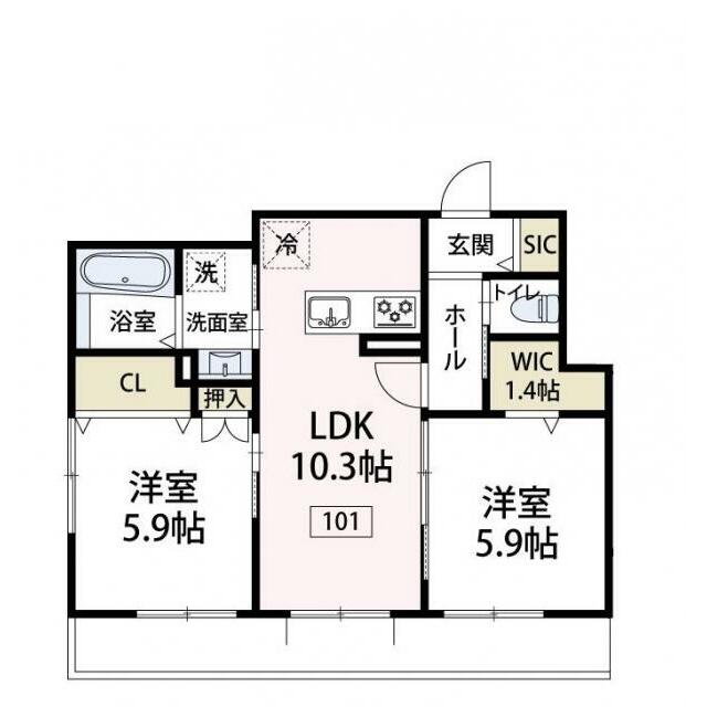 ミモザ・コート 101号室 間取り