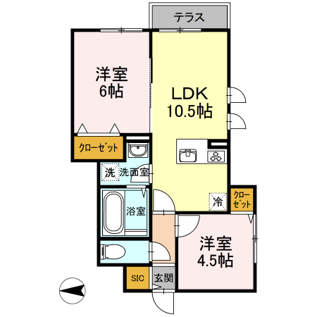 S-Flat　B棟 103号室 間取り