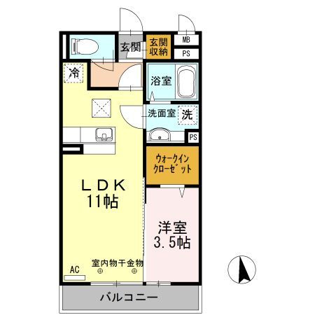 トネリコテラス2 103号室 間取り