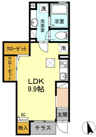 サントル ヴィラージュⅡ 102号室 間取り