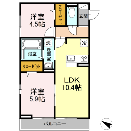 Calore開成 203号室 間取り