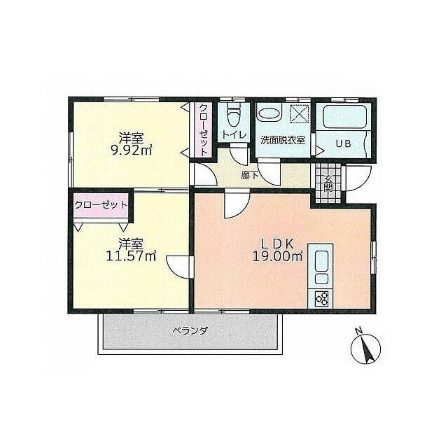 大会下コーポC 201号室 間取り