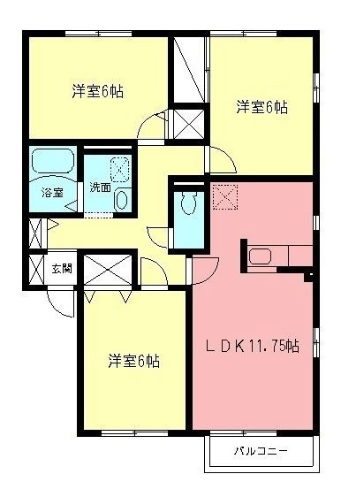 テルハイム 202号室 間取り