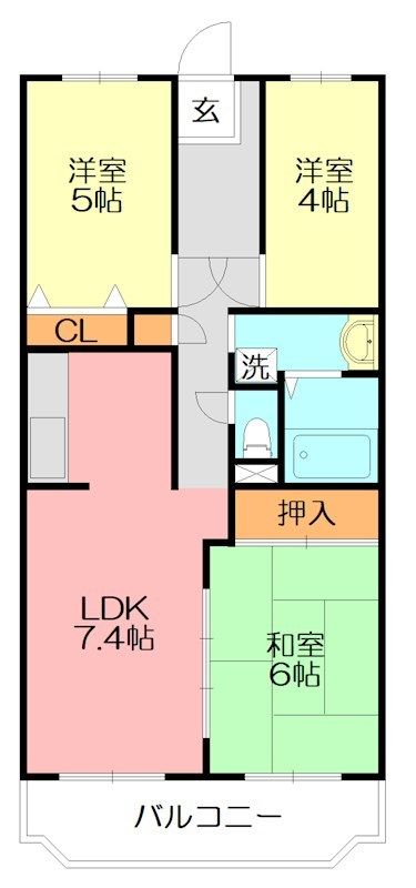 フォーレスト城北 B棟 106号室 間取り