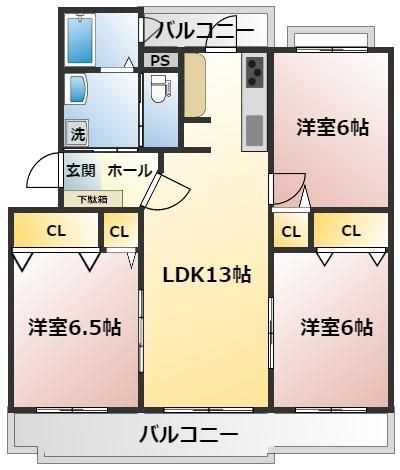 ＶＩＬＬＡＧＥ森の里Ｅ号棟 103号室 間取り