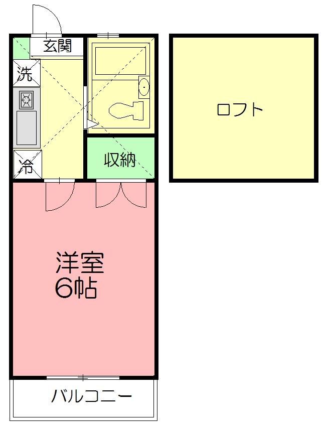天神ドミール21  211号室 間取り